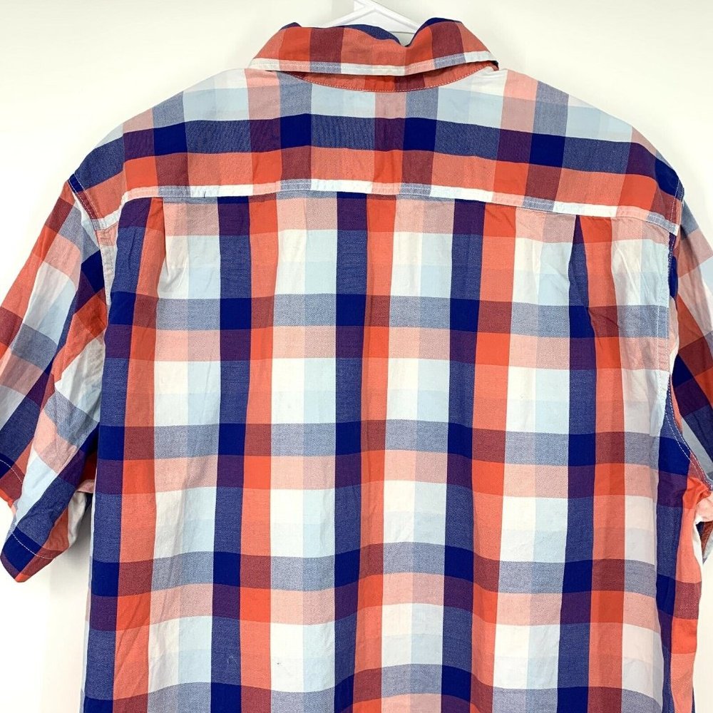 Merona Shirt Mens Blue White Plaid Button Down Short Sleeve - Picture 6 of 7